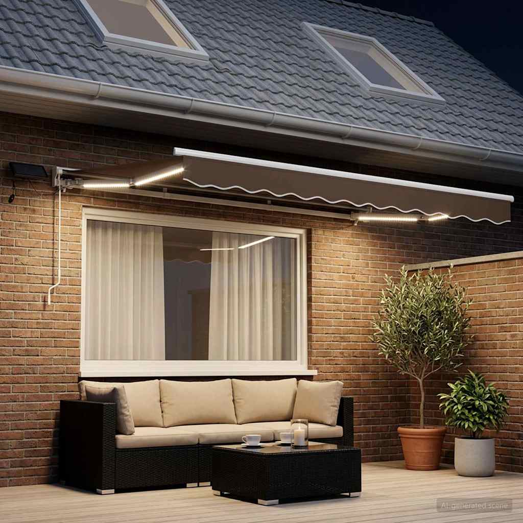 Χειροκίνητο πλαίσιο τέντας με LED Taupe 3 x 2 m - Pakobazaar