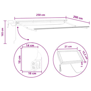 Χειροκίνητο πλαίσιο τέντας με LED Taupe 2,5 x 2 m - Pakobazaar