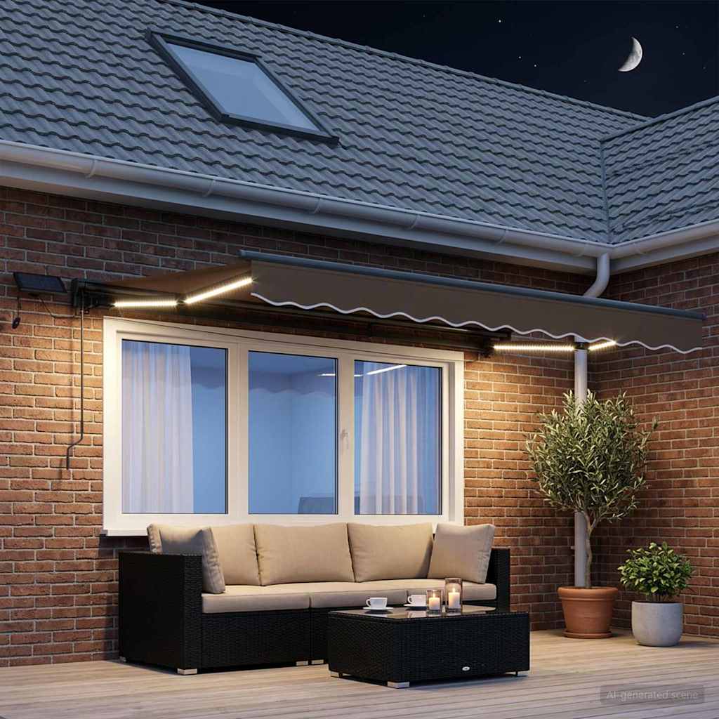 Χειροκίνητο πλαίσιο τέντας με LED Taupe 3 x 2 m - Pakobazaar