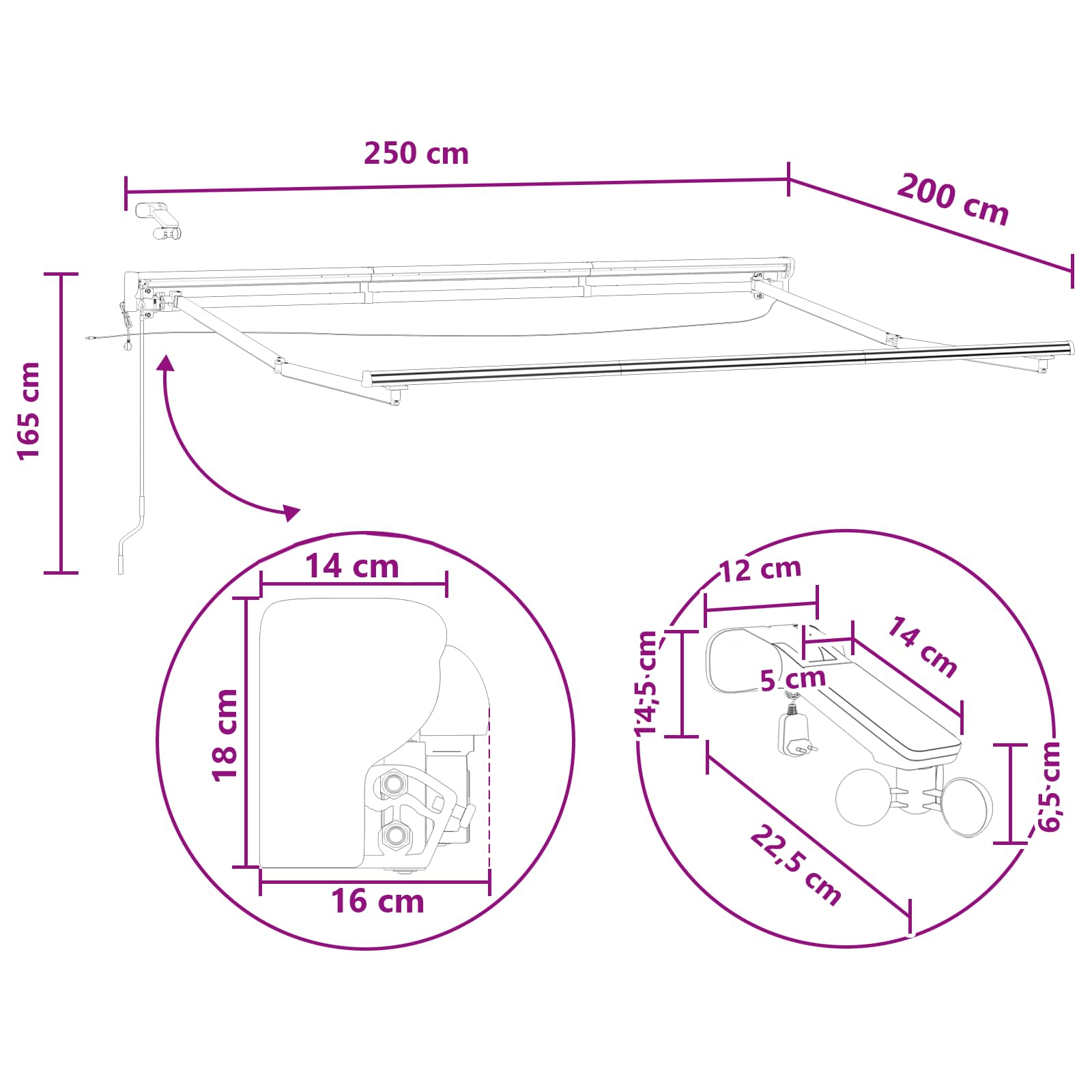 Ηλεκτρικό Αναδιπλούμενο Σκίαστρο Taupe 2,5 x 2 m - Pakobazaar