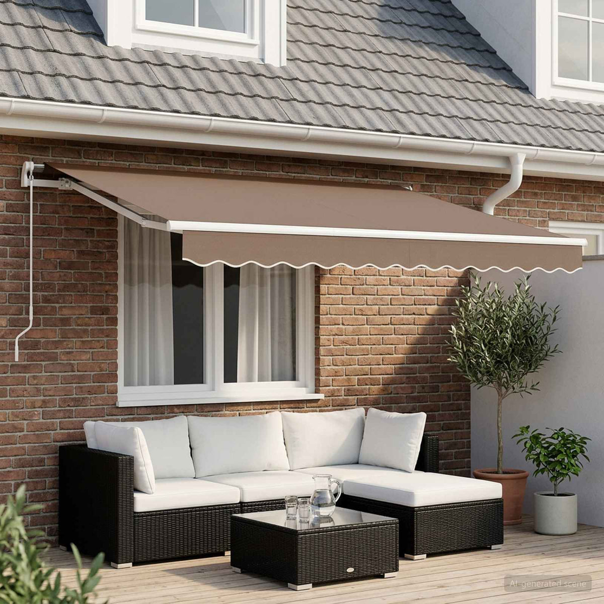 Χειροκίνητη Τέντα 3,5 x 2 m Taupe 100% Πολυεστέρας - Pakobazaar