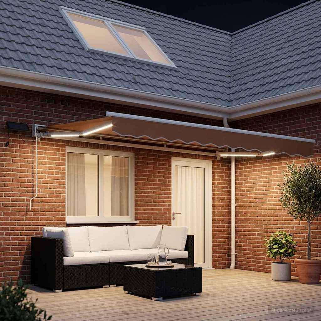 Χειροκίνητο πλαίσιο τέντας με LED Άμμος 4 x 2 m - Pakobazaar