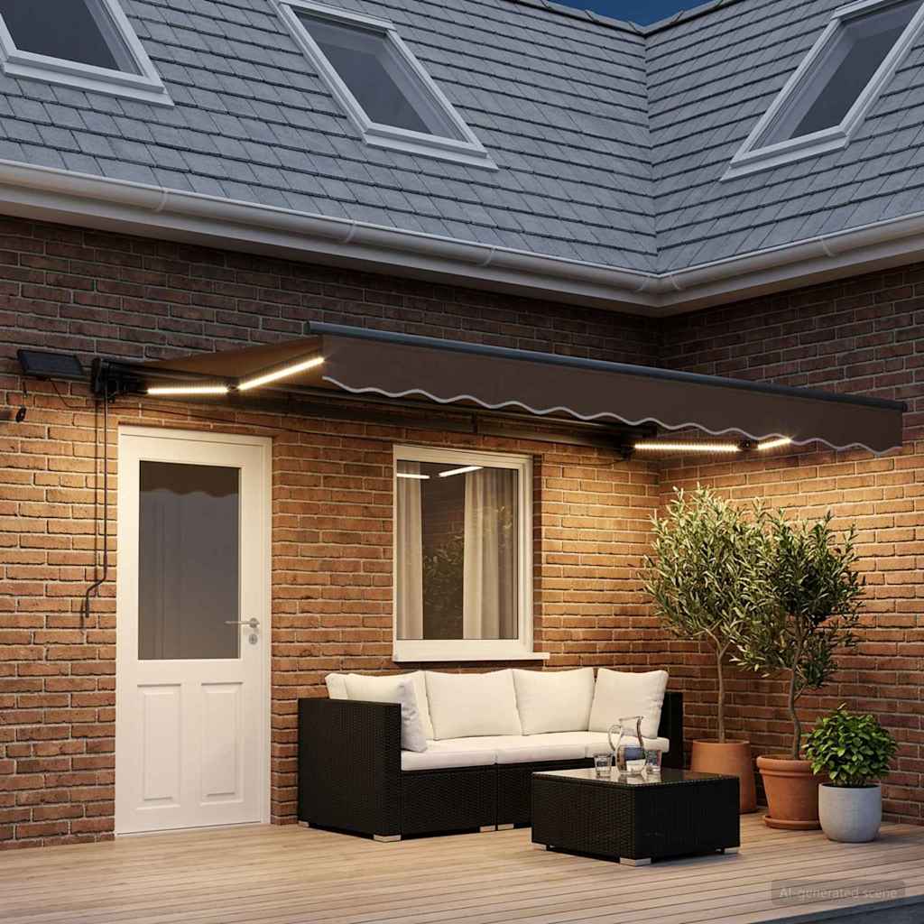 Χειροκίνητο πλαίσιο τέντας με LED Taupe 4 x 2 m - Pakobazaar
