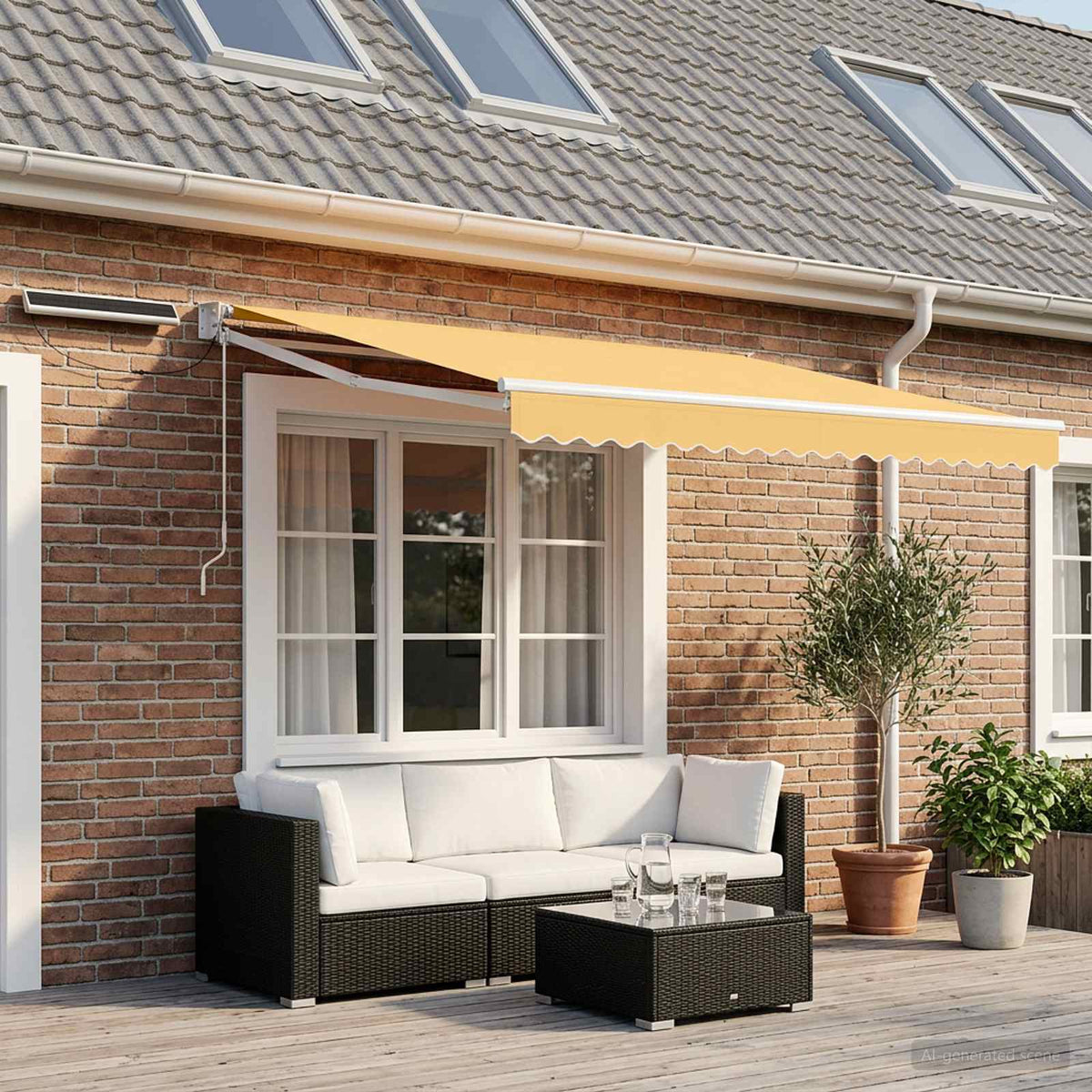 Ηλεκτρική ηλιακή τέντα 3,5 x 2,5 m Άμμος 100% Πολυεστέρας
