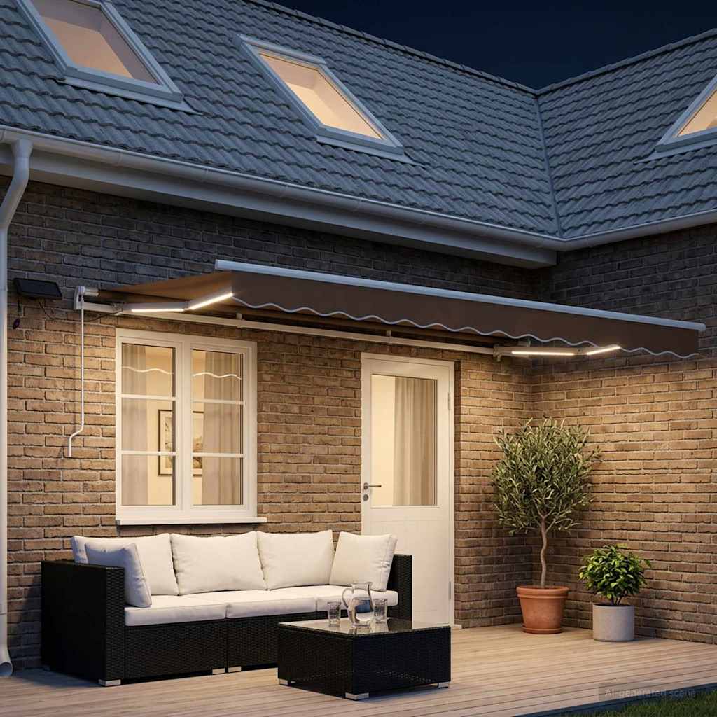 Αναδιπλούμενη τέντα Taupe 600 x 300 εκ Ύφασμα και αλουμίνιο - Pakobazaar