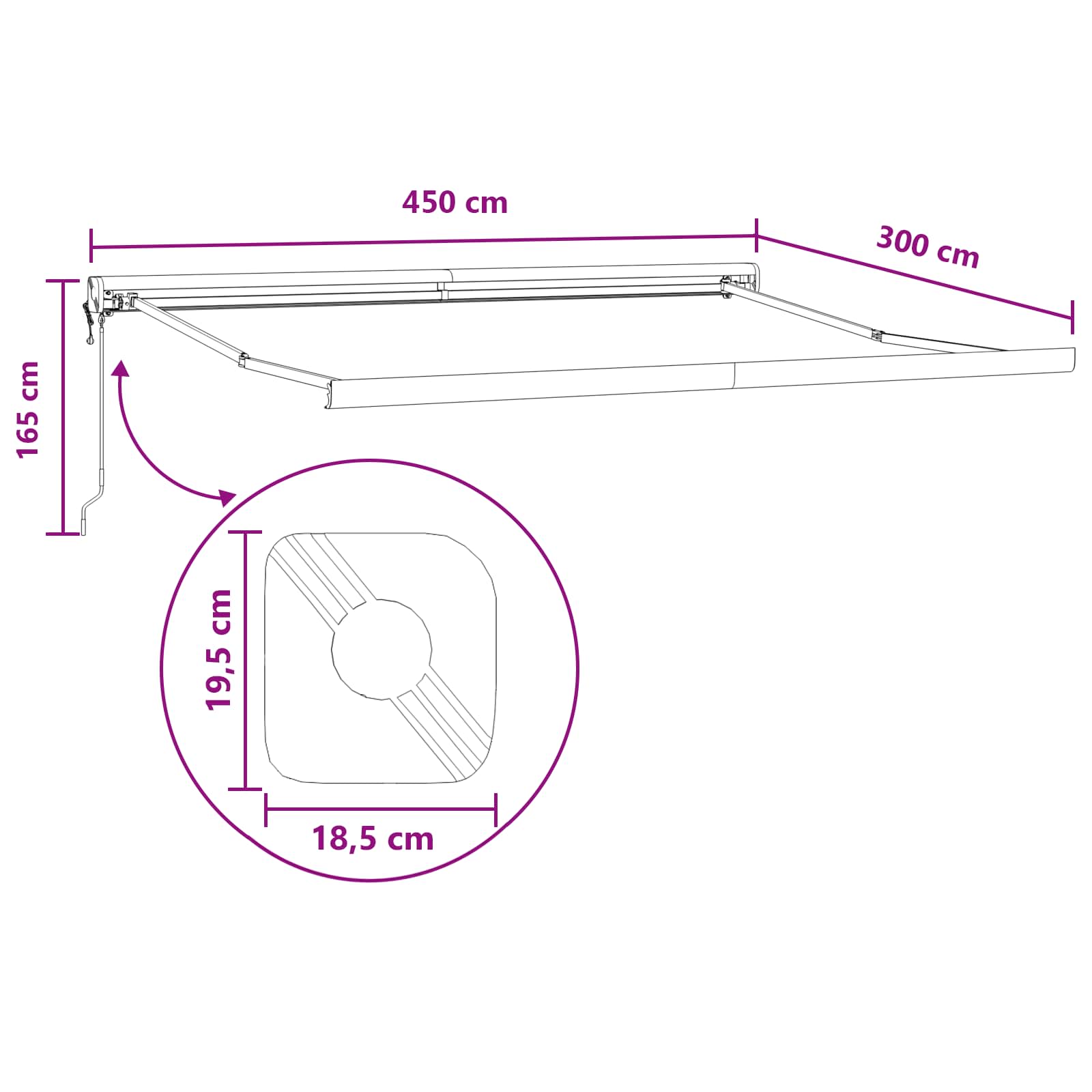 Αντιανεμικό Ανοιχτό Γκρι και Λευκό 450 x 300 εκ - Pakobazaar