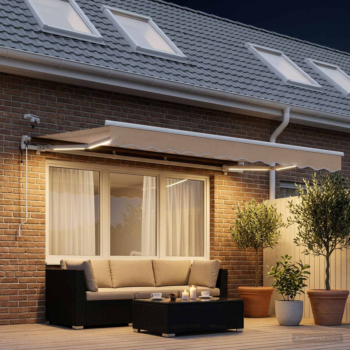 Ηλεκτρική τέντα με LED και αισθητήρα 5 x 3,5 m Taupe - Pakobazaar