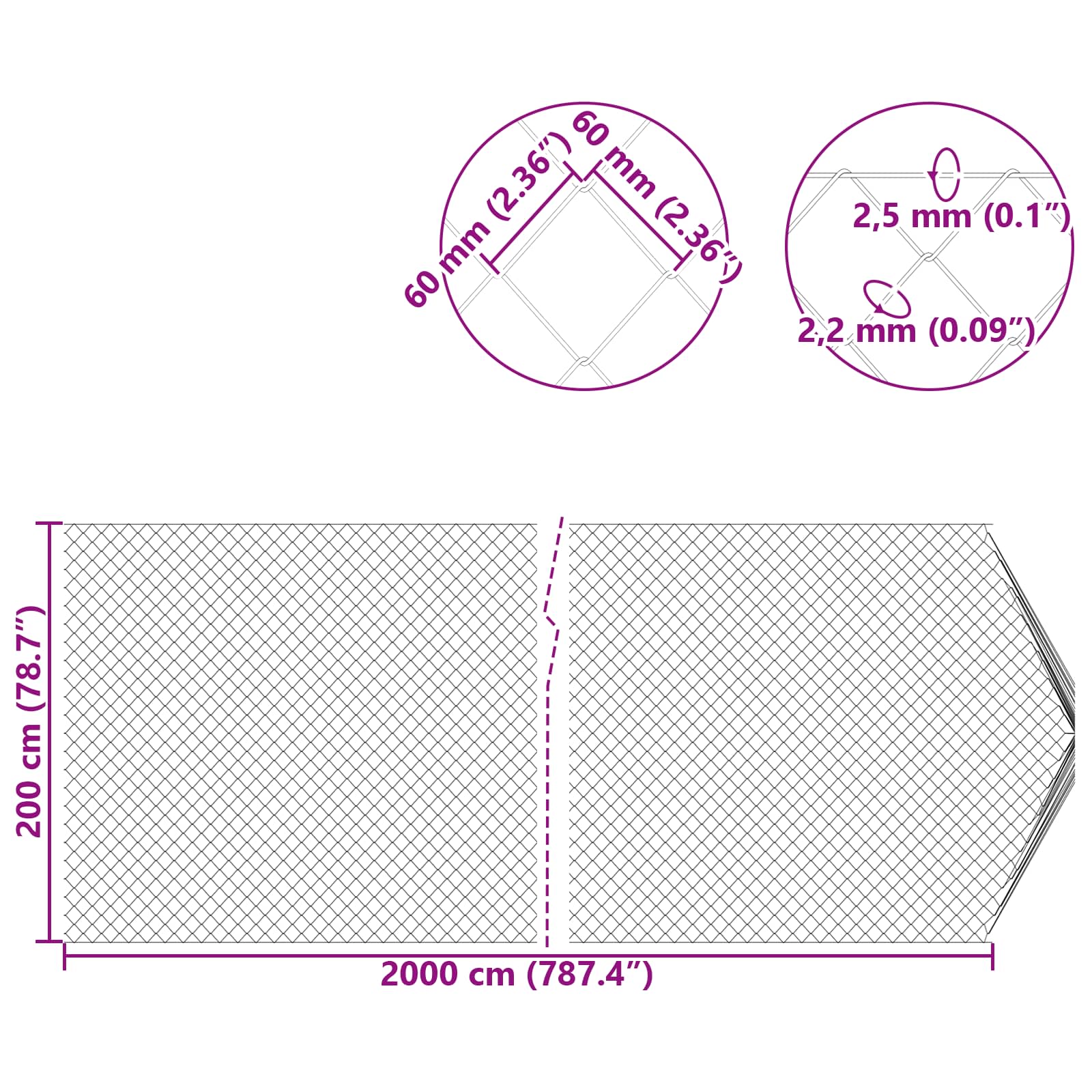 Φράχτης αλυσίδας Πράσινο 2 x 20 m Ατσάλι - Pakobazaar