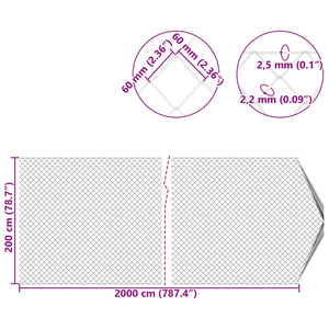 Φράχτης αλυσίδας Πράσινο 2 x 20 m Ατσάλι - Pakobazaar