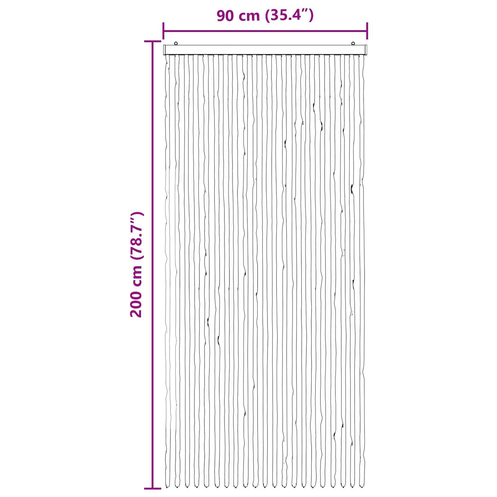 Κουρτίνα εντόμων Chenille Γκρι και Μαύρο 90 x 200 cm 100% PP