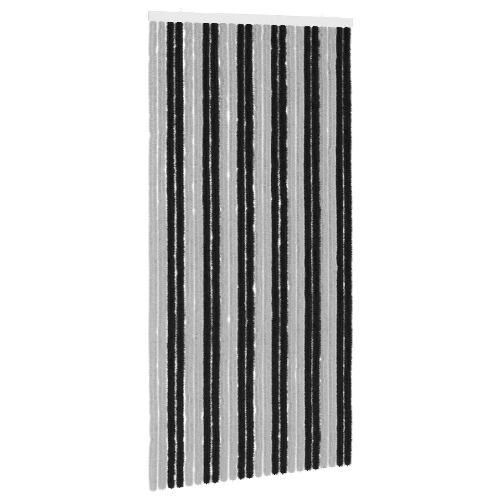 Κουρτίνα εντόμων Chenille Γκρι και Μαύρο 100 x 200 cm 100% PP