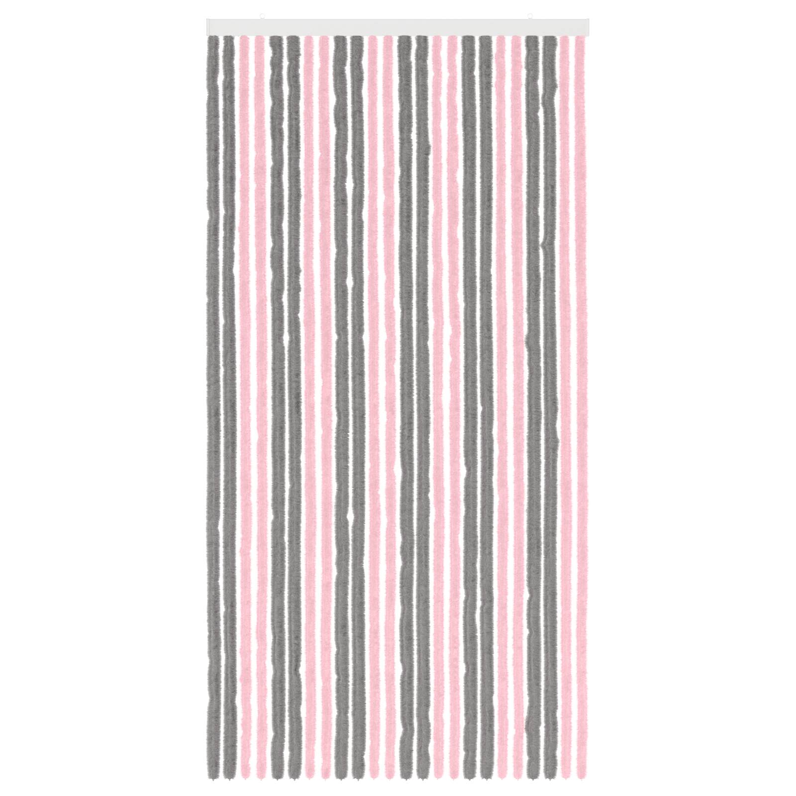 Κουρτίνα εντόμων Chenille Ασημί Γκρι και Ροζ 100 x 200 cm