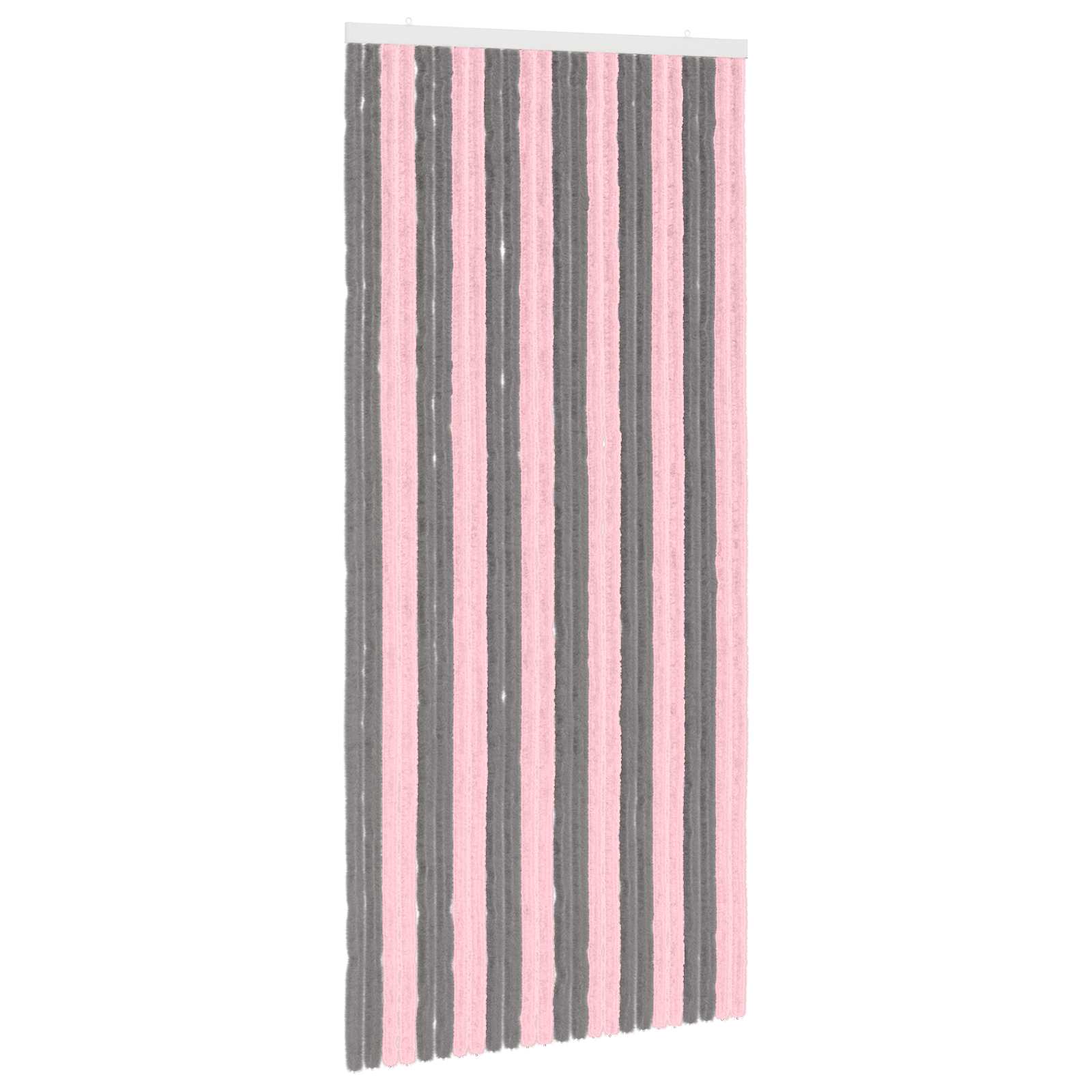 Κουρτίνα εντόμων Chenille Ασημί Γκρι και Ροζ 100 x 220 cm