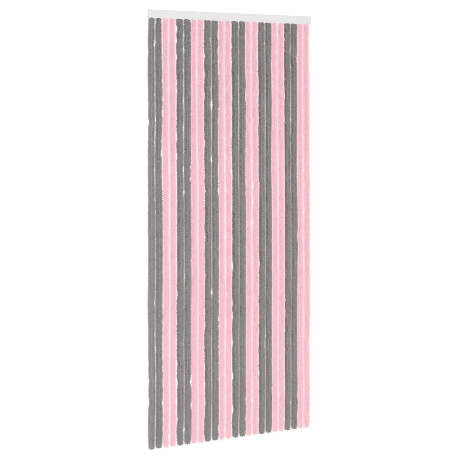 Κουρτίνα εντόμων Chenille Ασημί Γκρι και Ροζ 100 x 230 cm