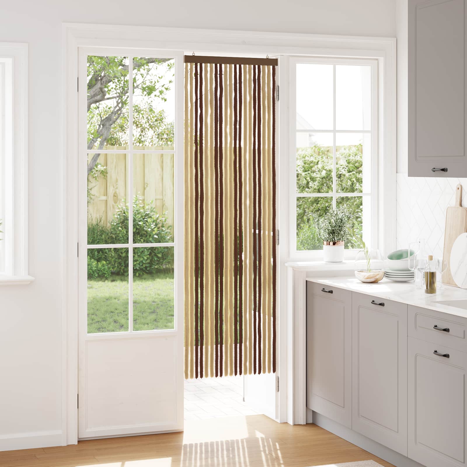 Κουρτίνα εντόμων Chenille Καφέ και μπεζ 56 x 185 cm 100% PP