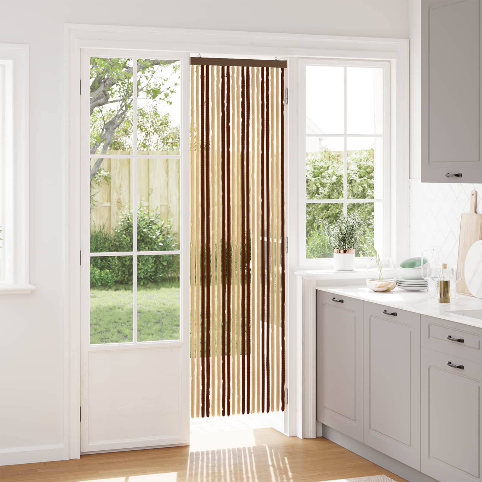 Κουρτίνα εντόμων Chenille Καφέ και μπεζ 56 x 200 cm 100% PP