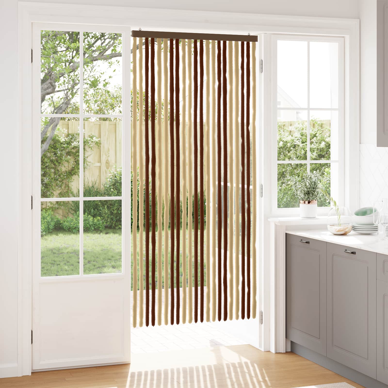 Κουρτίνα εντόμων Chenille Καφέ και μπεζ 90 x 200 cm 100% PP