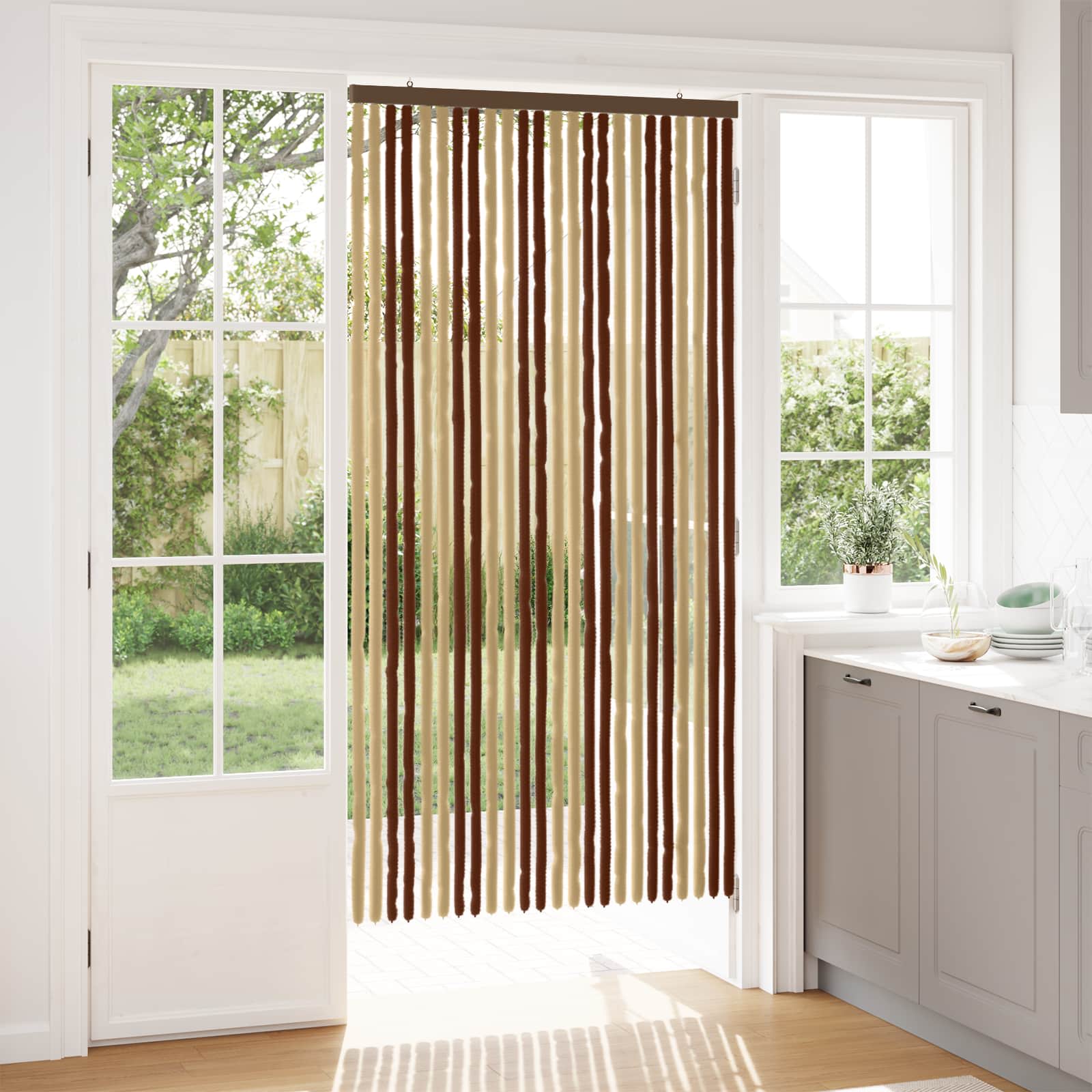 Κουρτίνα εντόμων Chenille Καφέ και μπεζ 100 x 200 cm 100% PP
