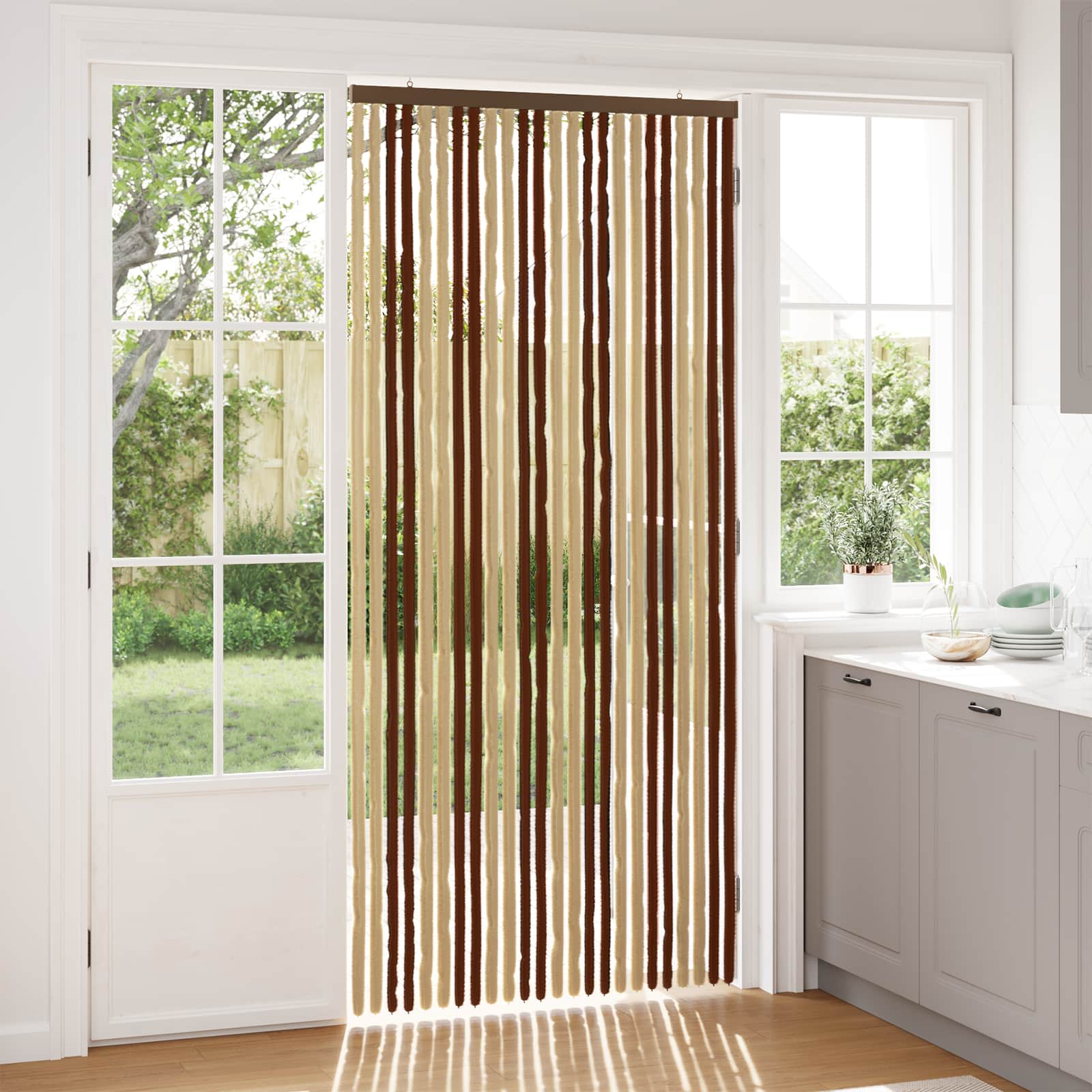 Κουρτίνα εντόμων Chenille Καφέ και μπεζ 100 x 220 cm 100% PP