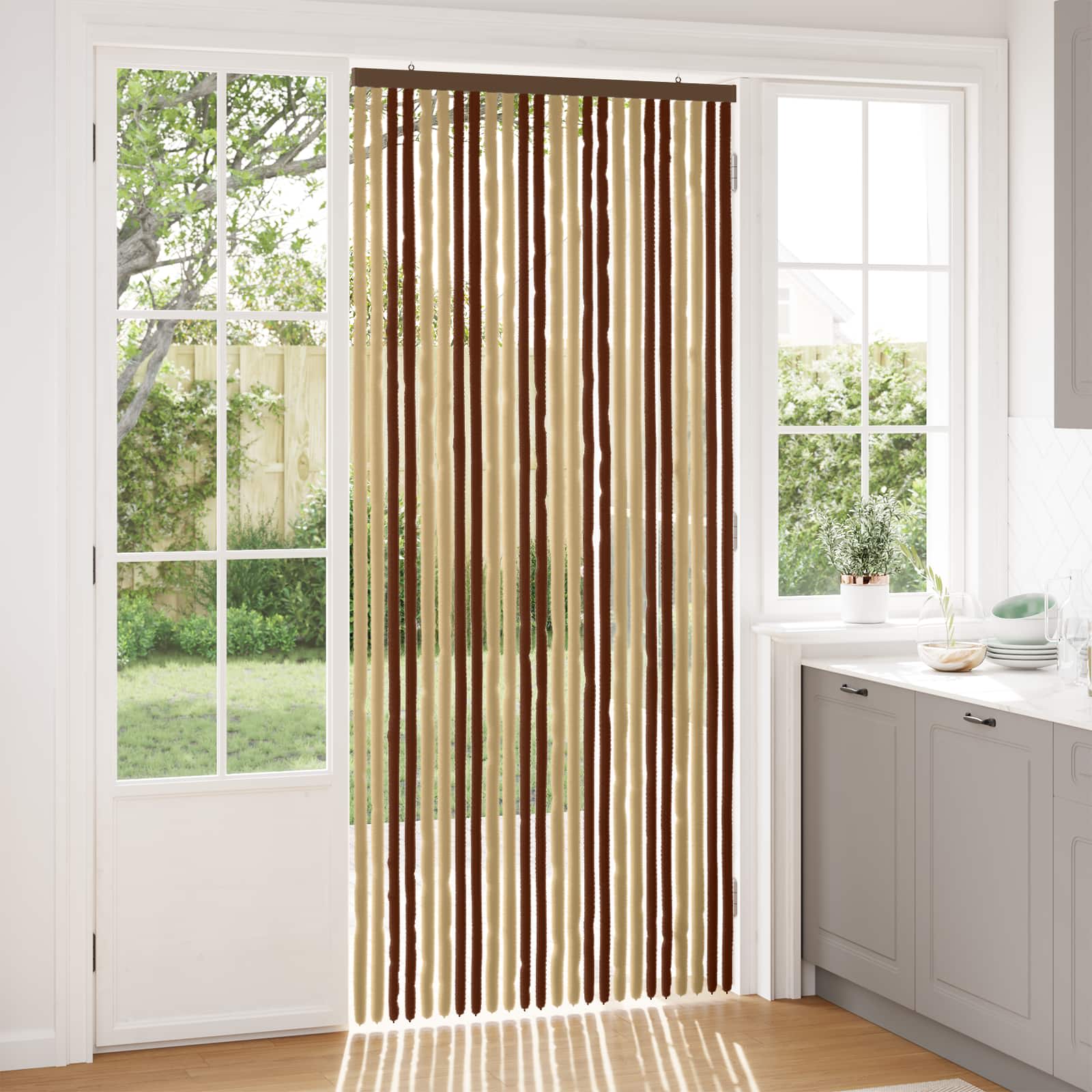 Κουρτίνα εντόμων Chenille Καφέ και μπεζ 100 x 230 cm 100% PP