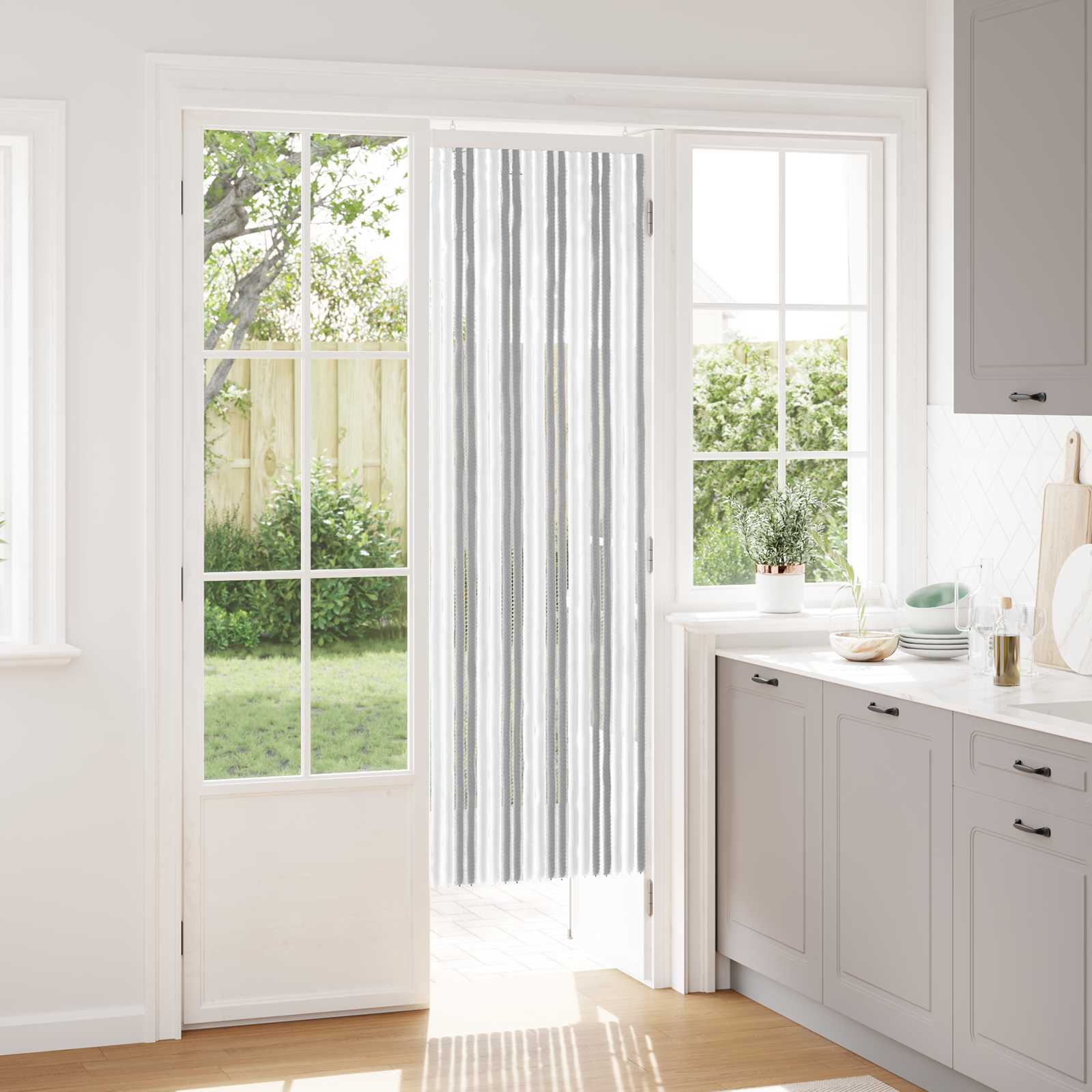 Κουρτίνα εντόμων Chenille Γκρι και Λευκό 56 x 185 cm 100% PP