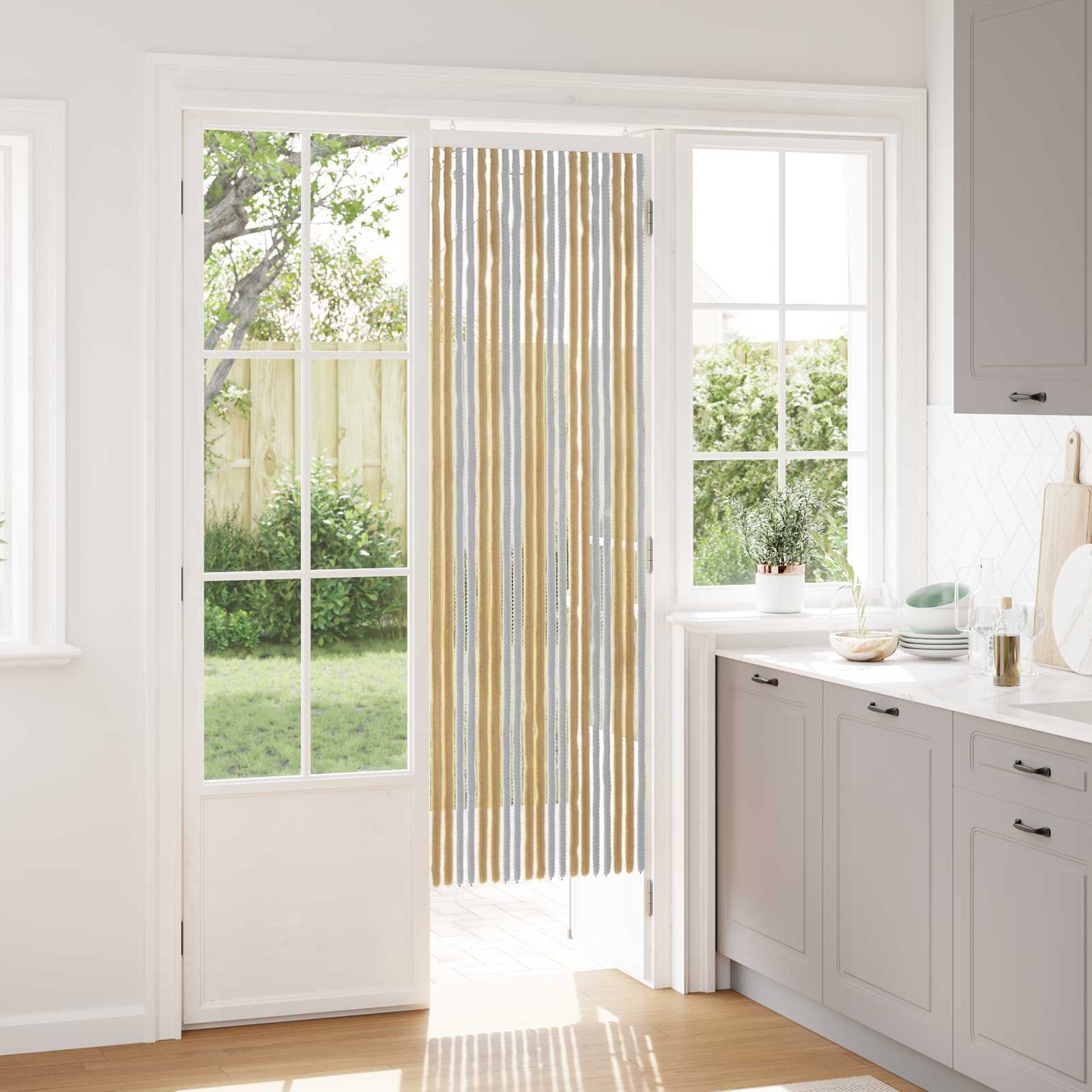 Κουρτίνα εντόμων Chenille Γκρι και Μπεζ 56 x 185 cm 100% PP