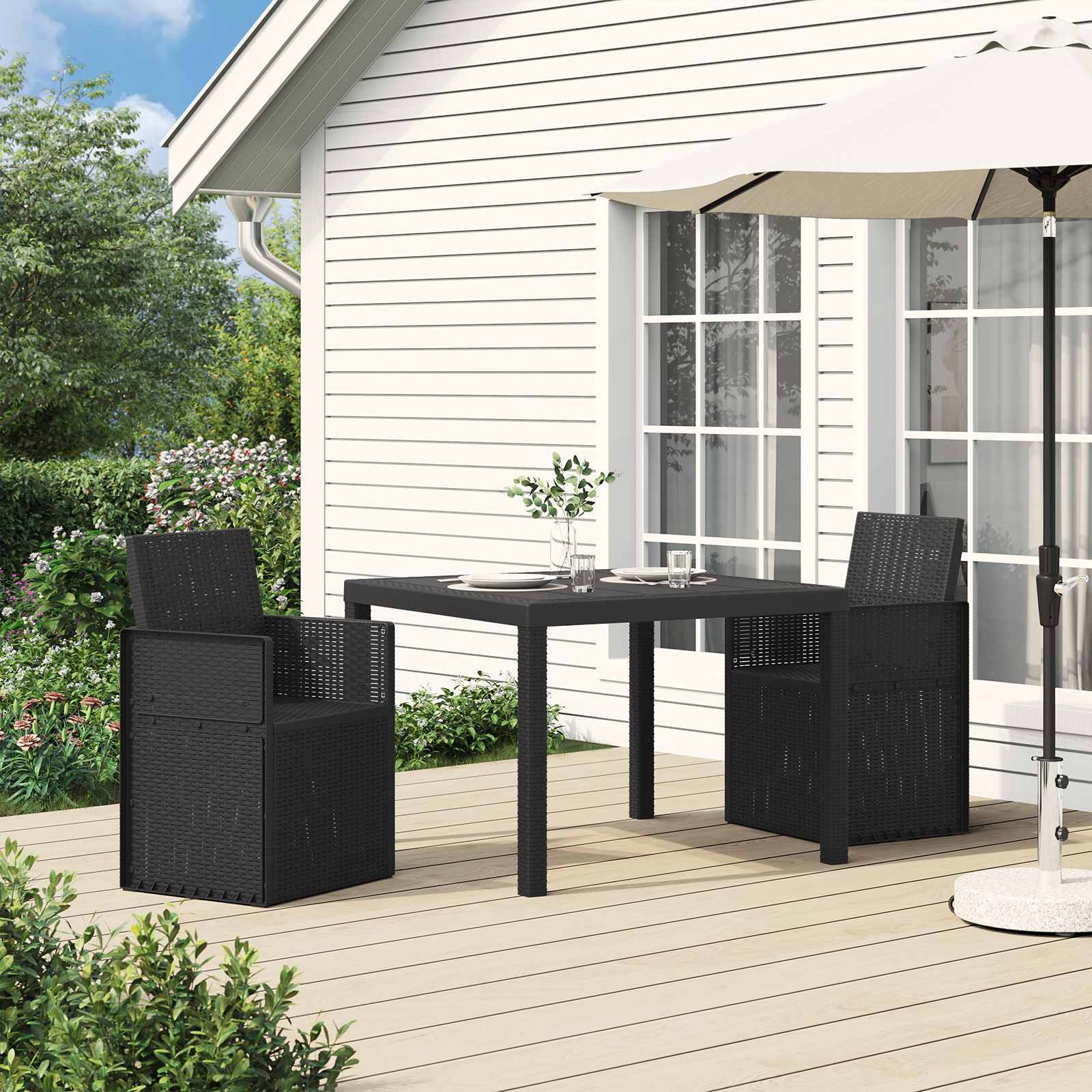 Καρέκλες Εστιατορίου Κήπου 2 pcs Ανθρακί 53 x 47 x 88,5 εκ PP - Pakobazaar