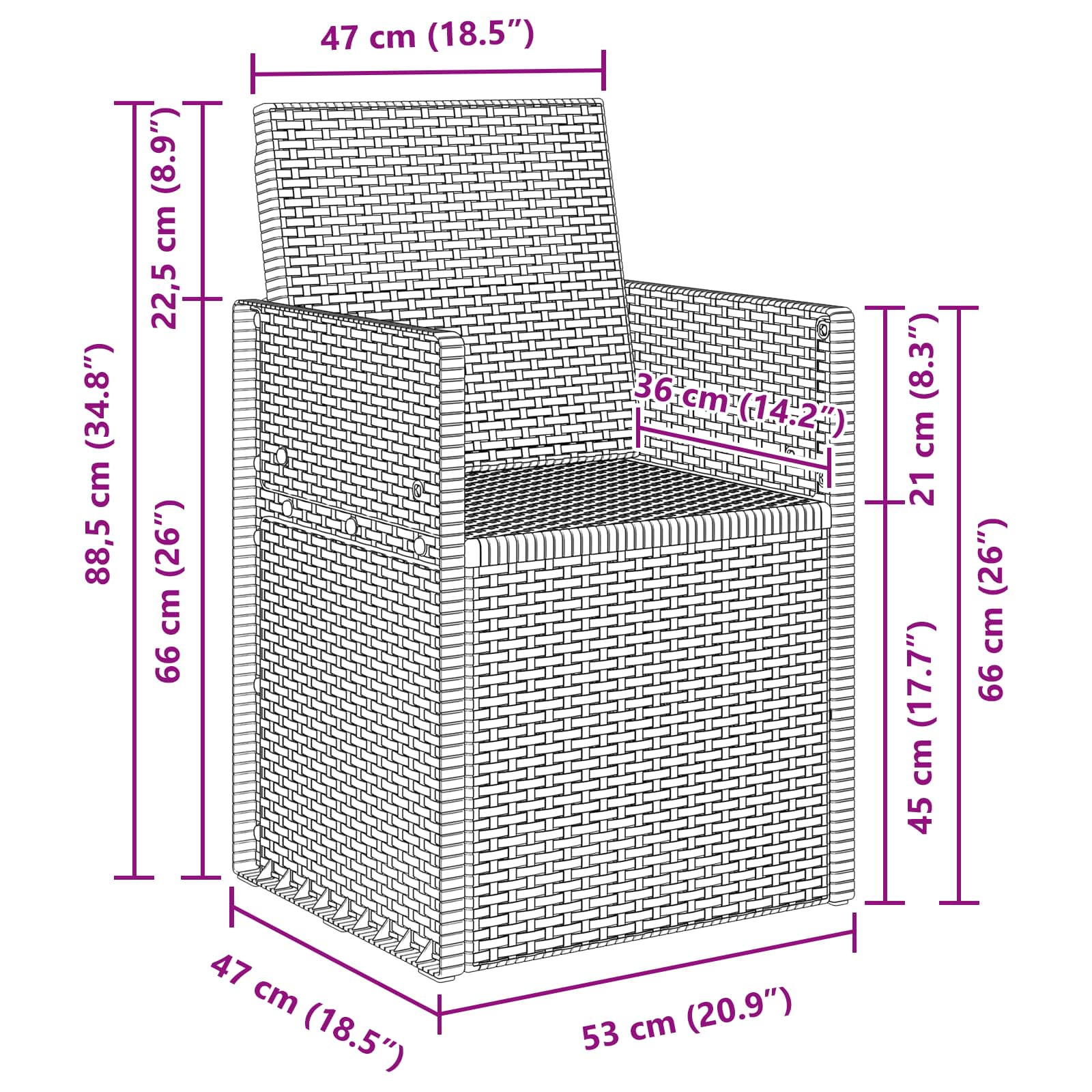 Καρέκλες Εστιατορίου Κήπου 2 pcs Ανθρακί 53 x 47 x 88,5 εκ PP - Pakobazaar