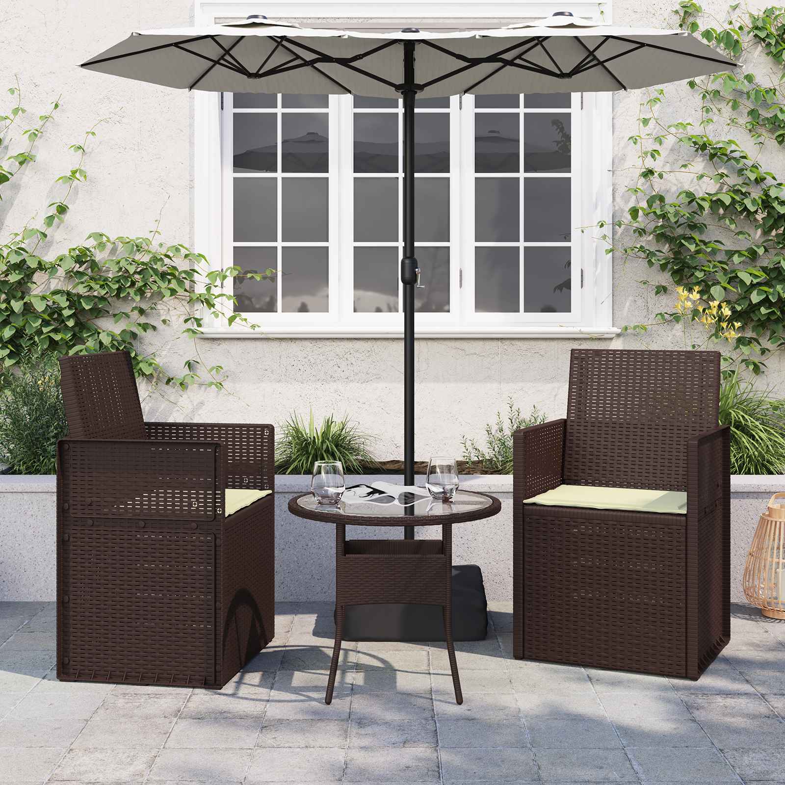 Μαξιλάρια καθισμάτων 2 pcs Κρεμ 47 x 36 x 2 εκ. Πολυεστέρας - Pakobazaar