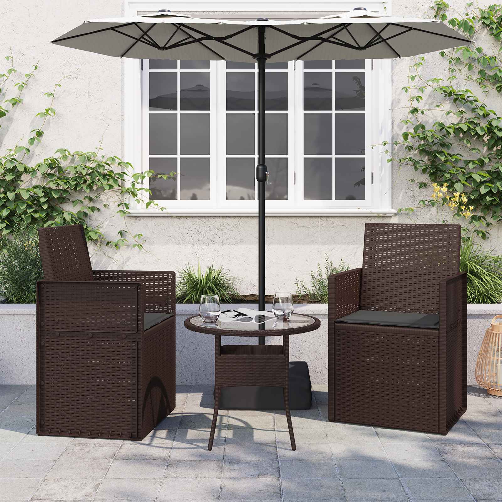 Μαξιλάρια καθισμάτων 2 pcs Ανθρακί 47 x 36 x 2 εκ. Πολυεστέρας - Pakobazaar