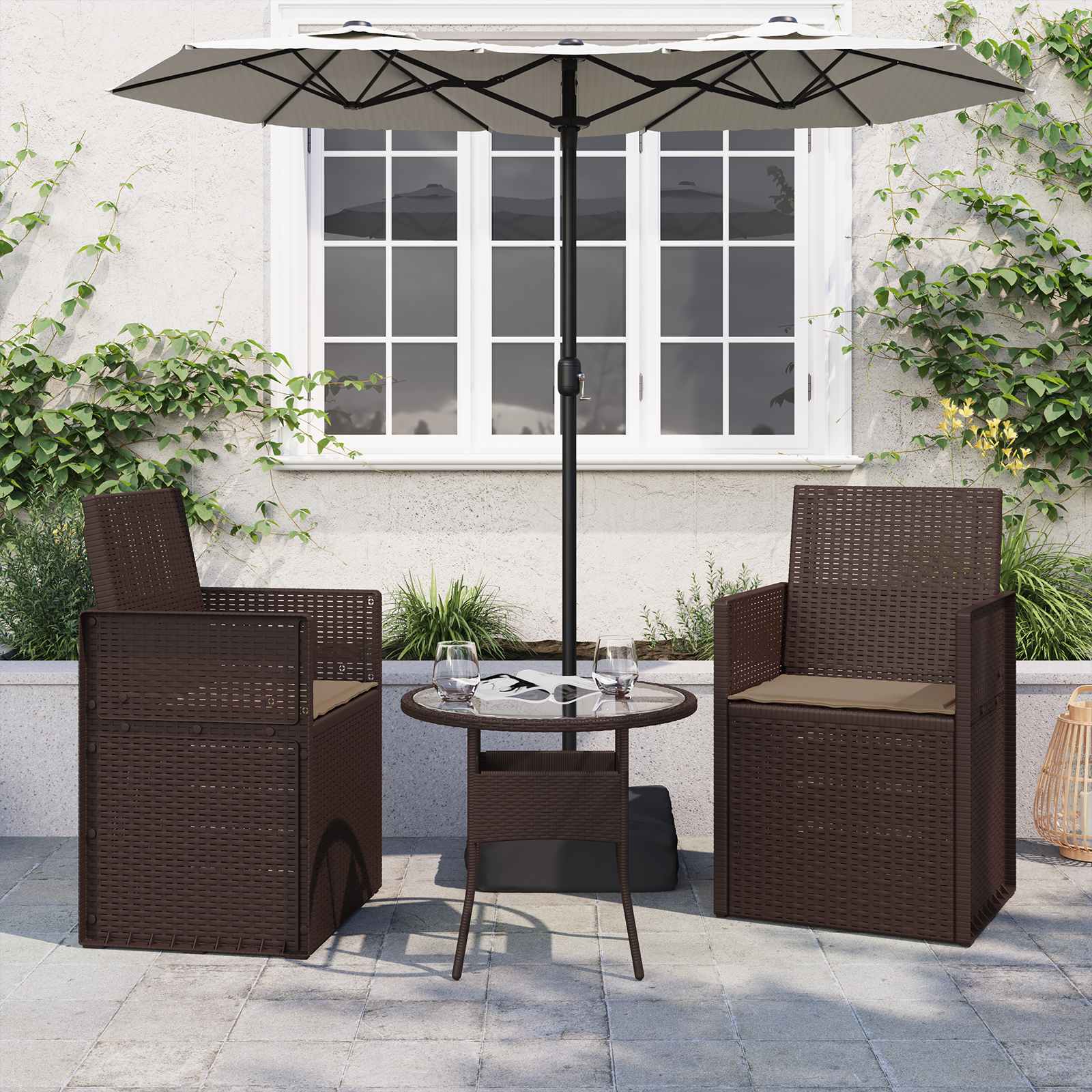 Μαξιλάρια καθισμάτων 2 pcs Taupe 47 x 36 x 2 εκ. Πολυεστέρας - Pakobazaar