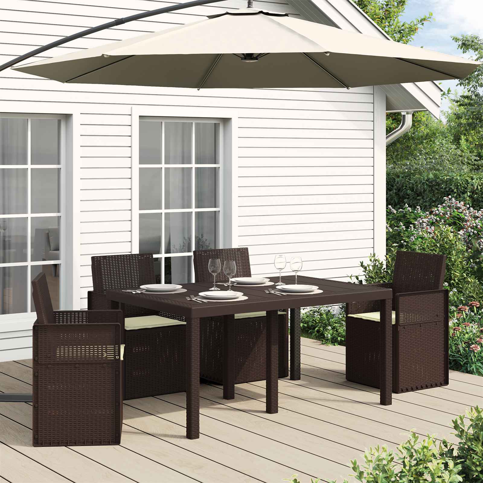 Μαξιλάρια καθισμάτων 4 pcs Κρεμ 47 x 36 x 2 εκ. Πολυεστέρας - Pakobazaar