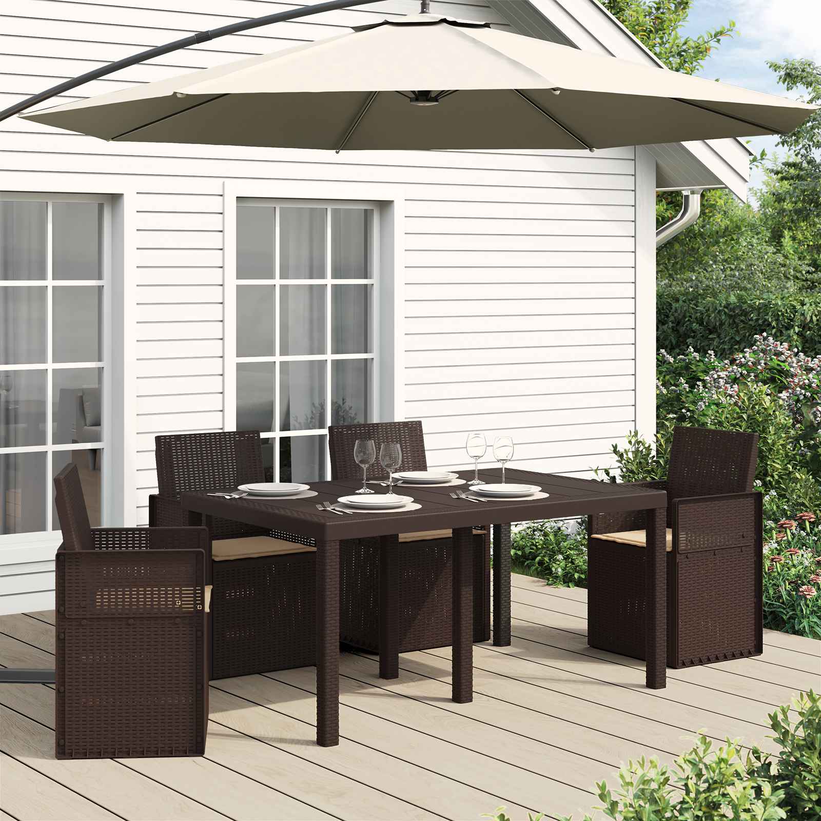 Μαξιλάρια καθισμάτων 4 pcs Taupe 47 x 36 x 2 εκ. Πολυεστέρας - Pakobazaar