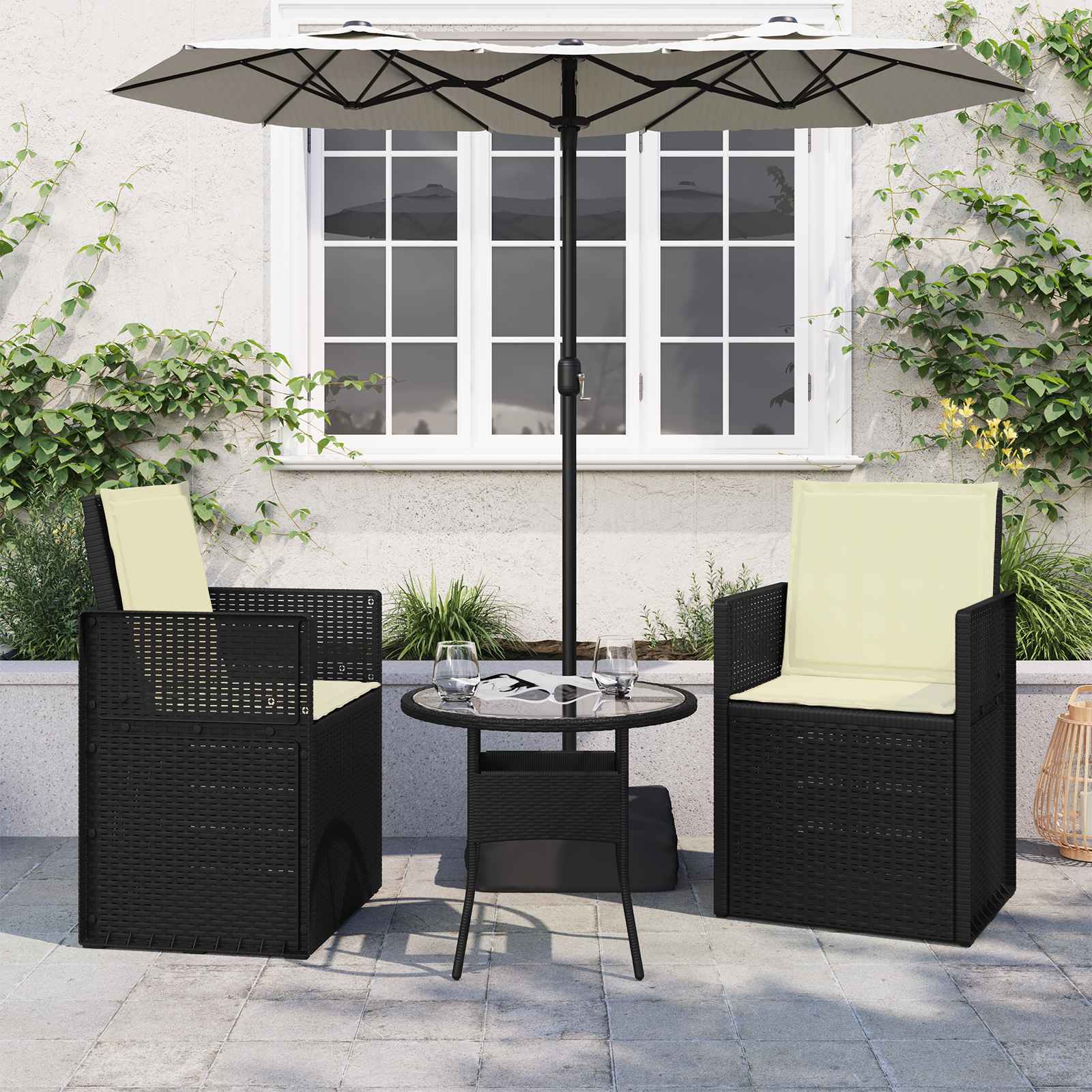 Μαξιλάρια Καθίσματος και Πλάτης 2 pcs Κρεμ 47 x 45 x 2 εκ - Pakobazaar