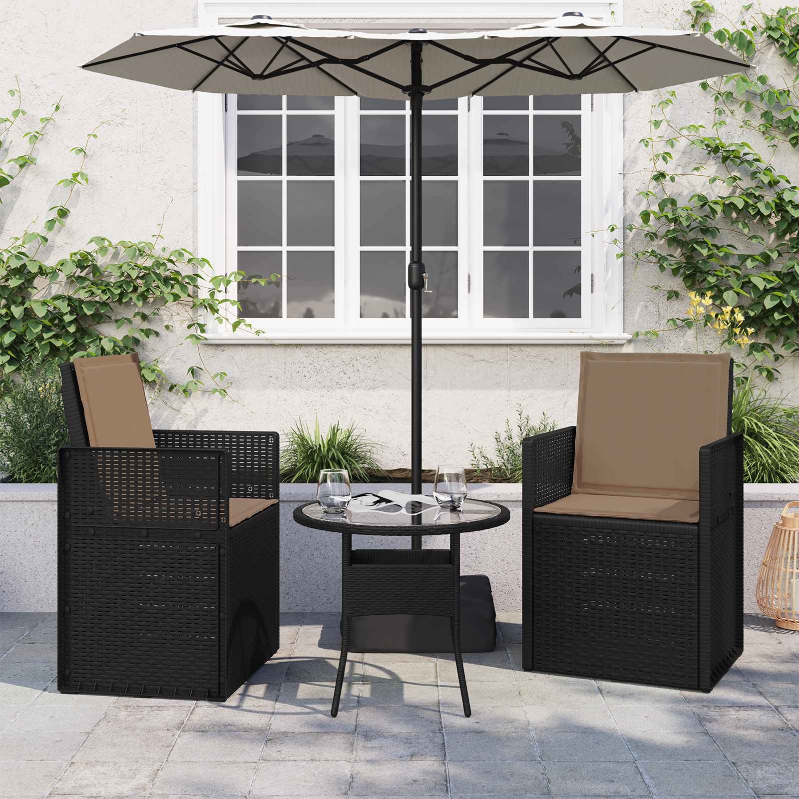 Μαξιλάρια Καθίσματος και Πλάτης 2 pcs Taupe 47 x 45 x 2 εκ - Pakobazaar