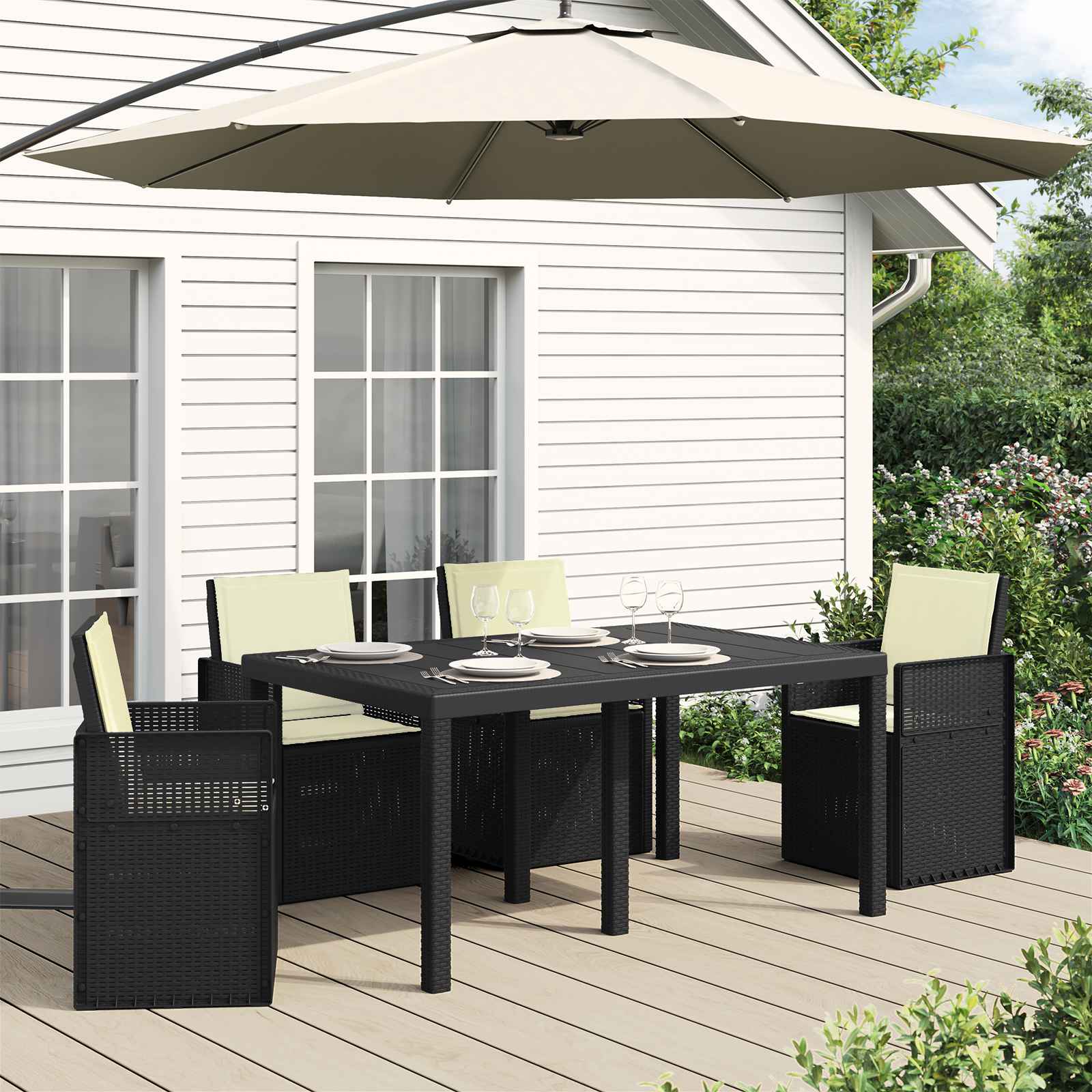 Μαξιλάρια Καθίσματος και Πλάτης 4 pcs Κρεμ 47 x 45 x 2 εκ - Pakobazaar