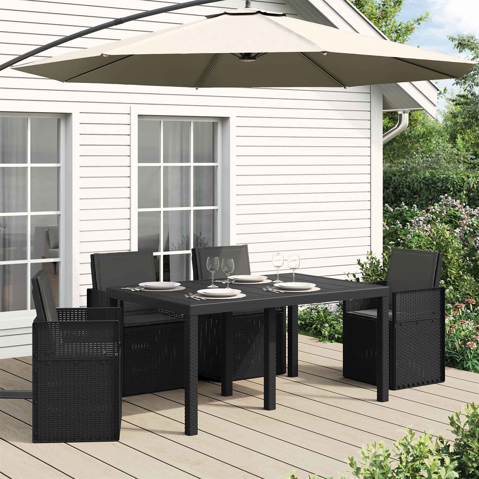Μαξιλάρια Καθίσματος και Πλάτης 4 pcs Ανθρακί 47 x 45 x 2 εκ - Pakobazaar
