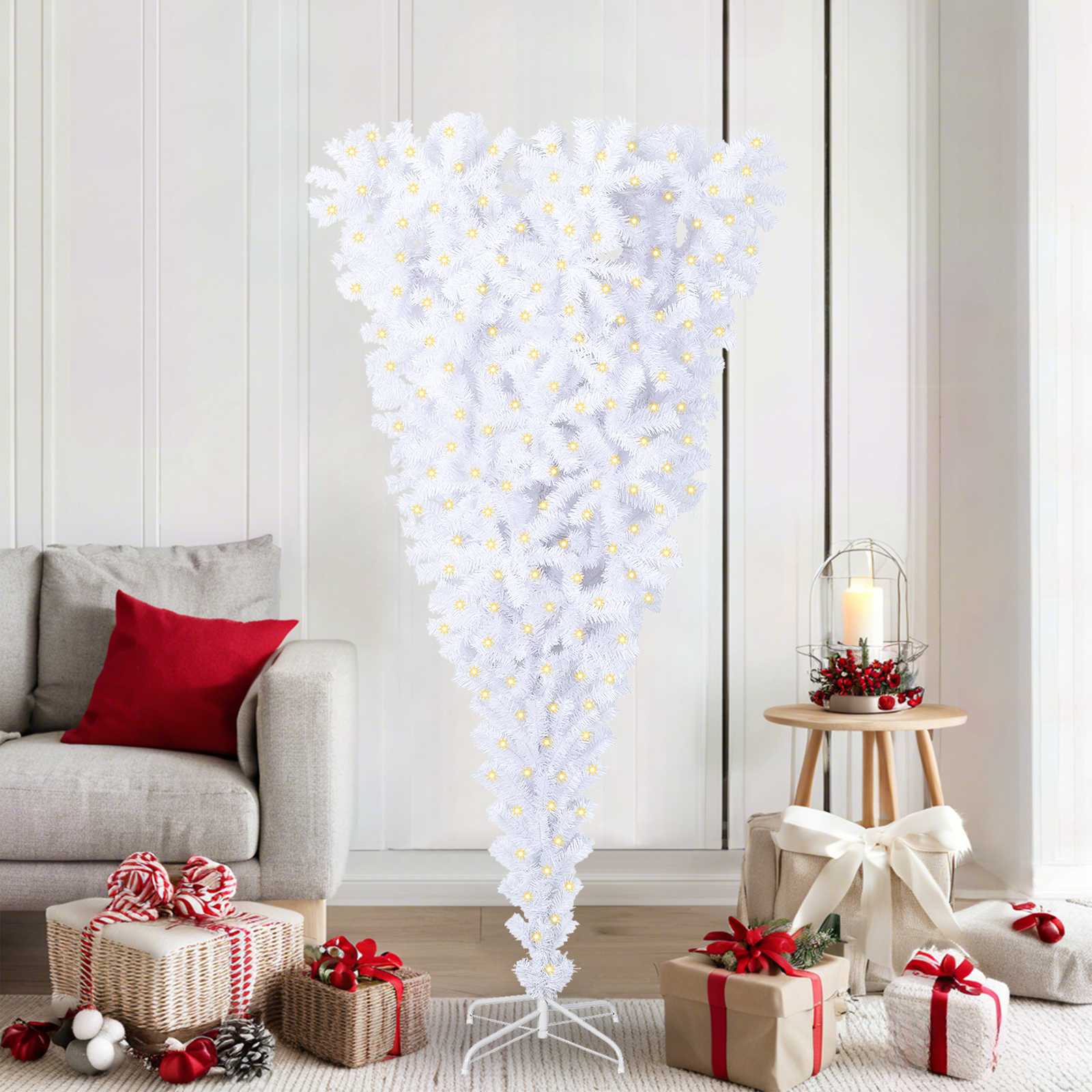 Τεχνητό Χριστουγεννιάτικο Δέντρο Λευκό 180 cm PVC και Ατσάλι - Pakobazaar