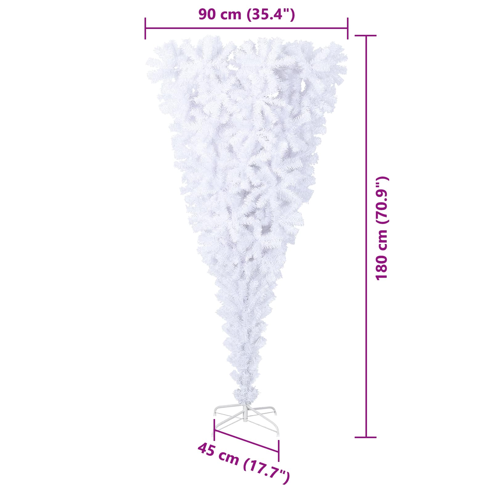 Τεχνητό Χριστουγεννιάτικο Δέντρο Λευκό 180 cm PVC και Ατσάλι - Pakobazaar