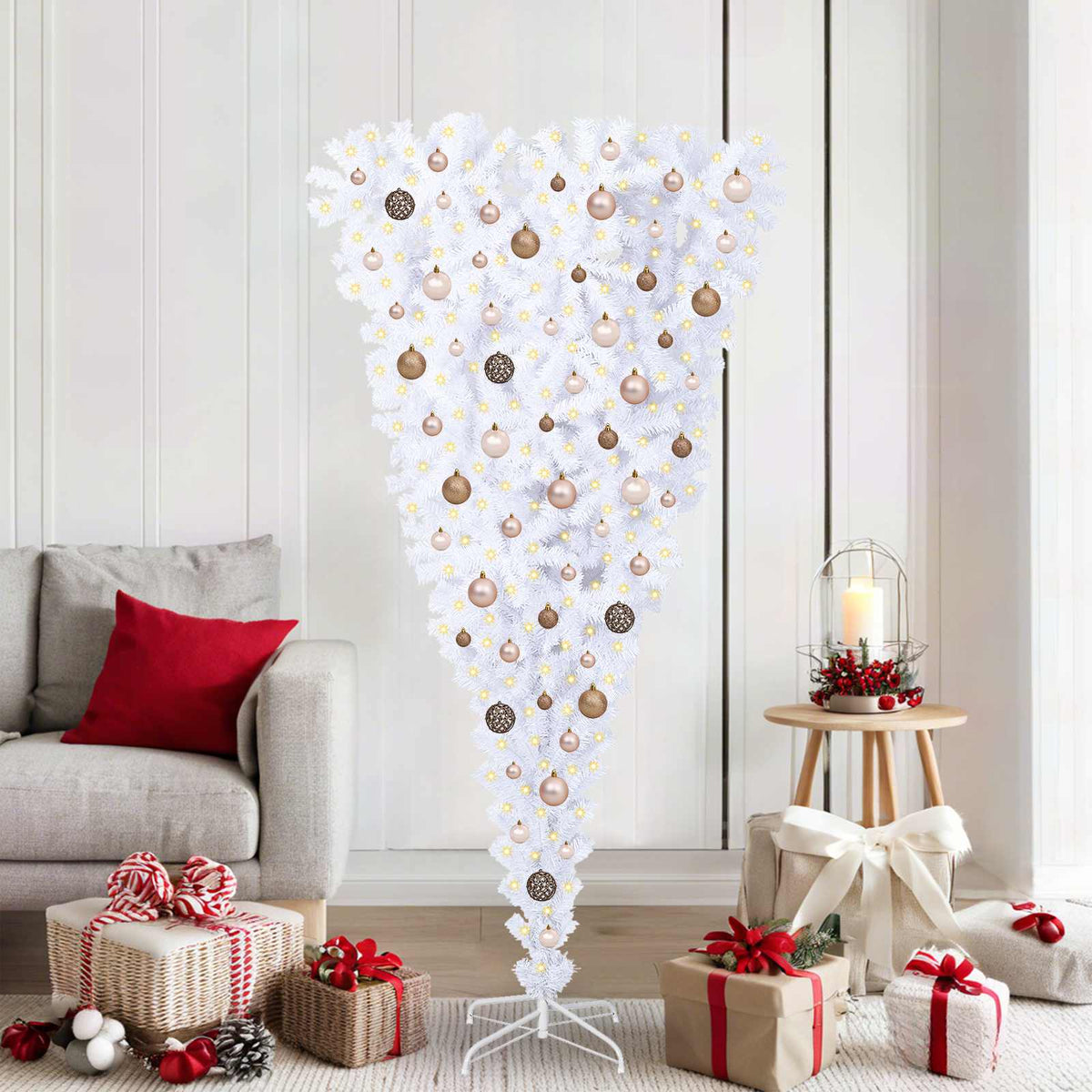 Τεχνητό Χριστουγεννιάτικο Δέντρο Λευκό 180 cm PVC και Χάλυβας - Pakobazaar