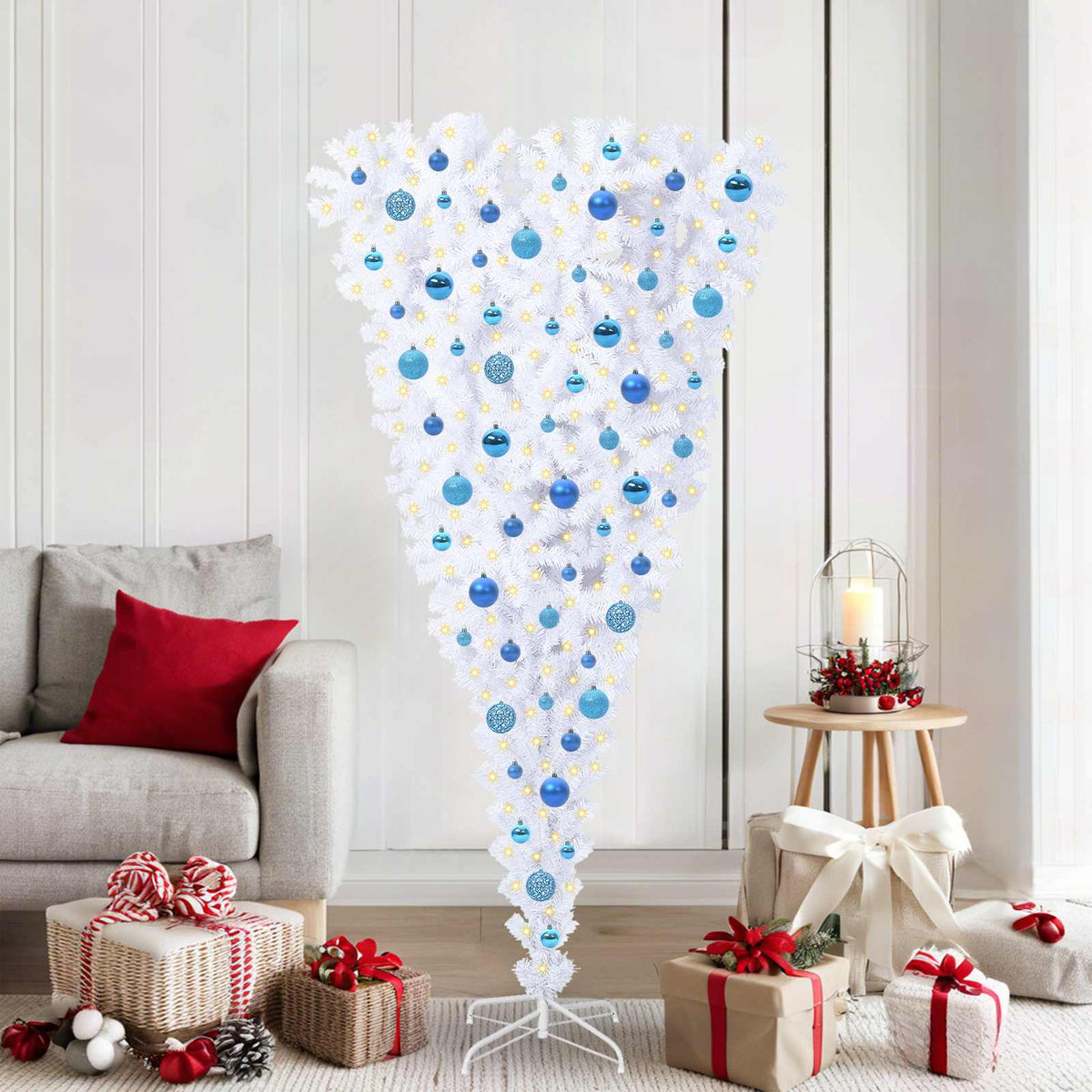 Τεχνητό Χριστουγεννιάτικο Δέντρο Λευκό 180 cm PVC και Χάλυβας - Pakobazaar