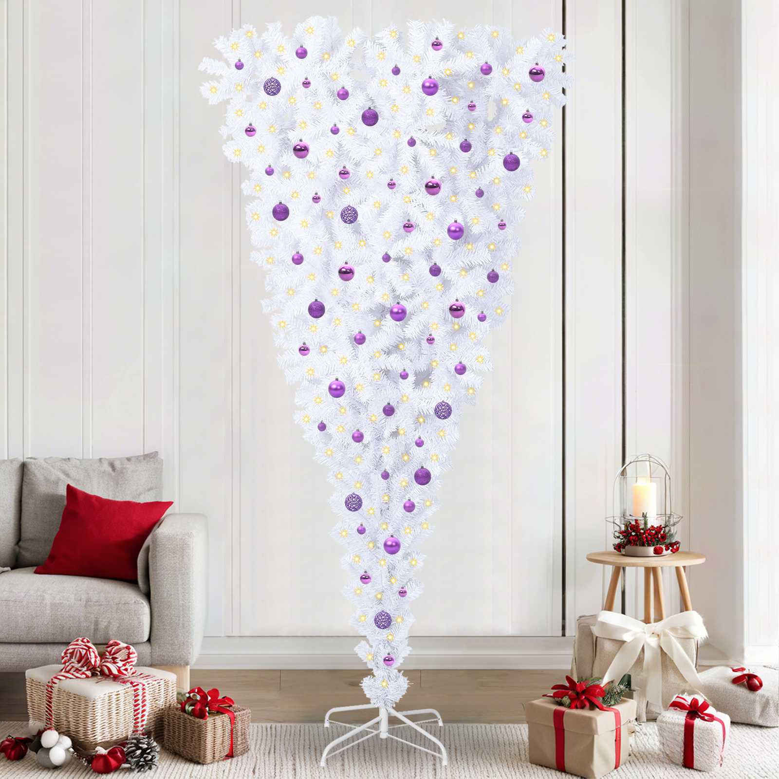 Τεχνητό Χριστουγεννιάτικο Δέντρο Λευκό 240 cm PVC και Χάλυβας