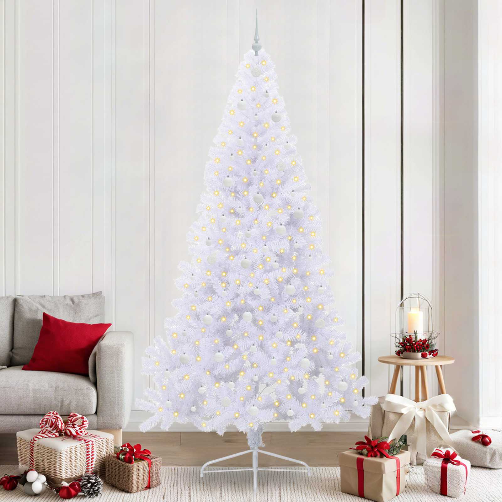 Τεχνητό Χριστουγεννιάτικο Δέντρο Λευκό 240 cm PVC και Ατσάλι