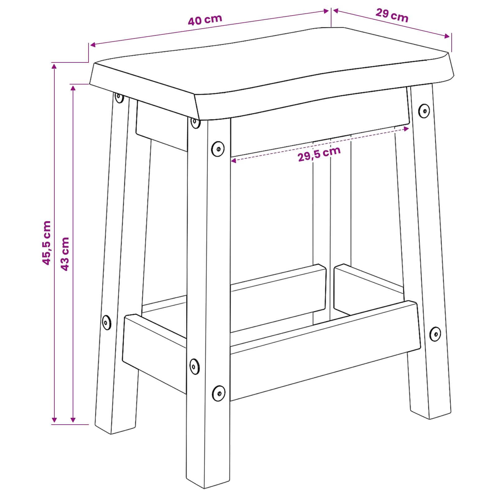 Μπαρ σκαμπό EKAI 2 pcs Λευκό 40 x 29 x 45,5 εκ - Pakobazaar