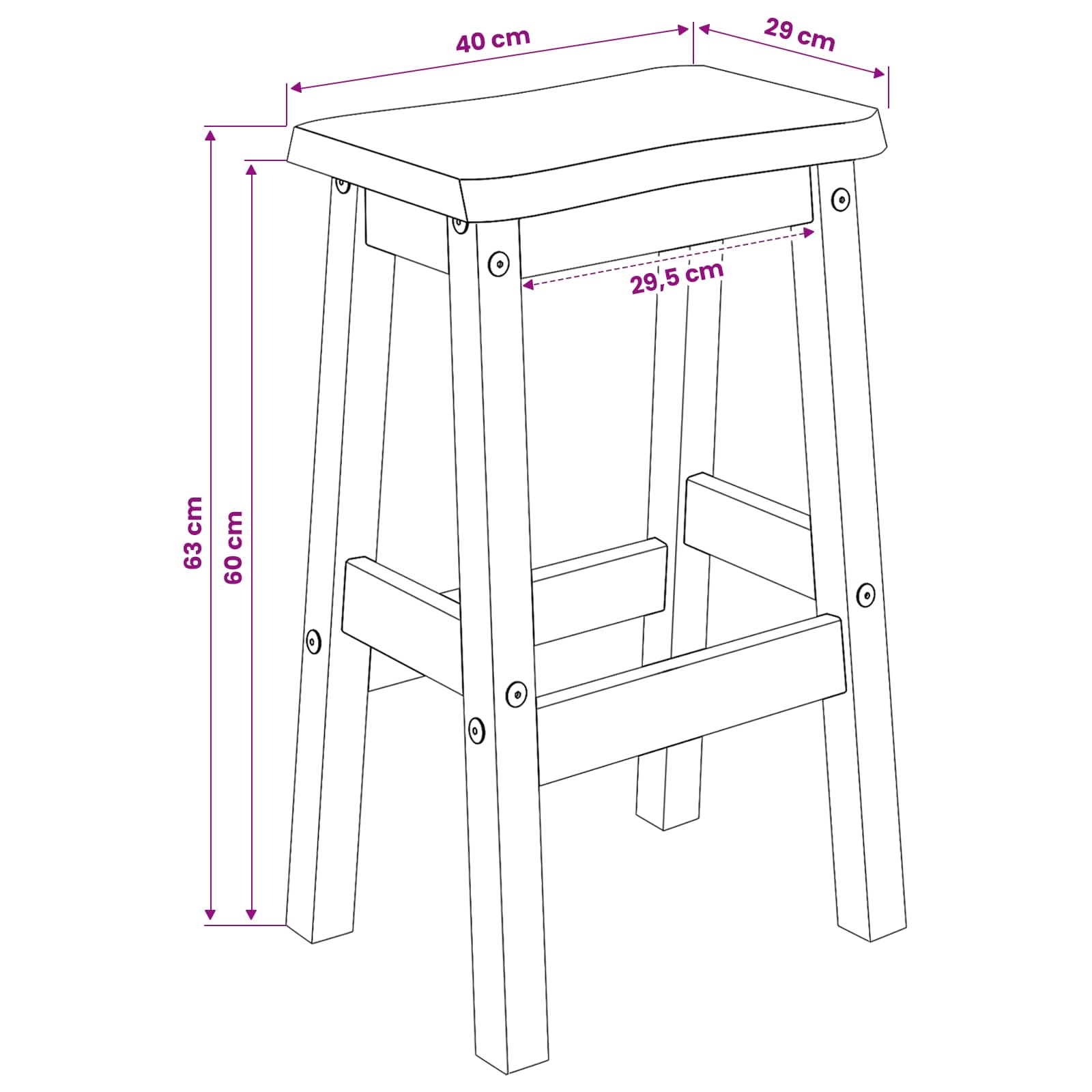 Υψηλό Μπαρ Σκαμπό EKAI 2 pcs Μαύρο 40 x 29 x 63 εκ. - Pakobazaar
