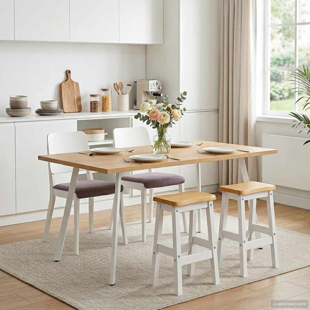 Υψηλό Μπαρ Σκαμπό EKAI 2 pcs Λευκό 40 x 29 x 63 εκ. - Pakobazaar