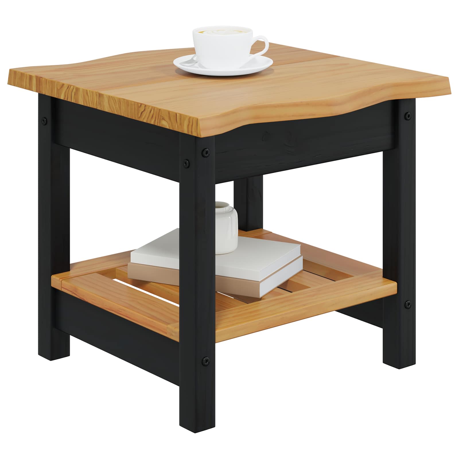 Τραπεζάκι Πλευράς με ράφι EKAI Μαύρο 50 x 50 x 45,5 εκ. - Pakobazaar