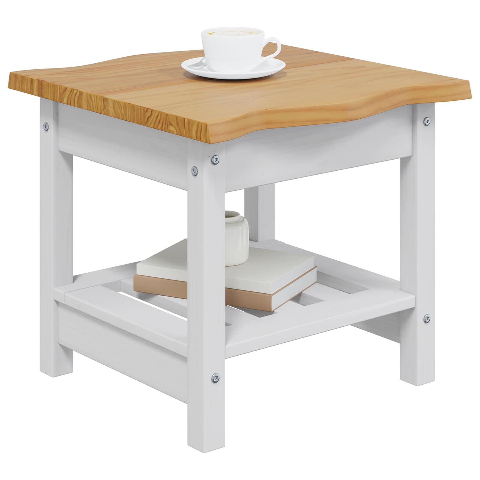 Τραπεζάκι Πλευράς με ράφι EKAI Λευκό 50 x 50 x 45,5 εκ. - Pakobazaar