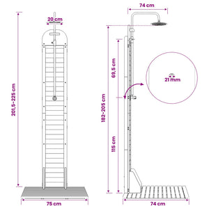 Εξωτερικό ντους 225 cm Λευκό