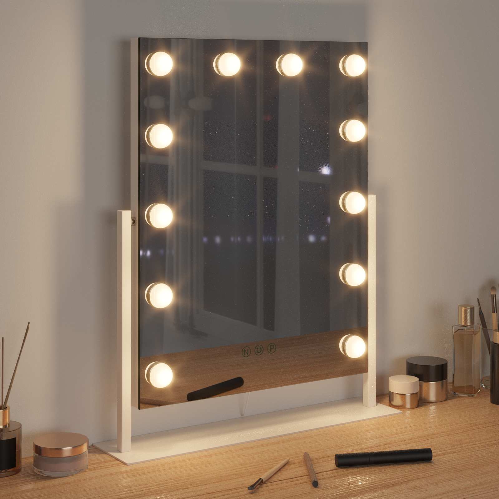 Καθρέφτης Vanity LED Λευκός 44 x 10 x 53 εκ Γυαλί και Χάλυβας - Pakobazaar